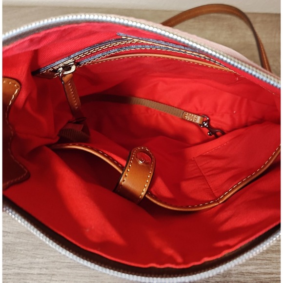 Dooney & Bourke Crossbody Bag Womens Pink Canvas Nylon Leather Trim Purse Zip - Picture 12 of 16